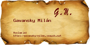 Gavansky Milán névjegykártya