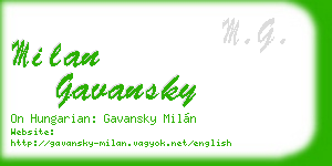 milan gavansky business card